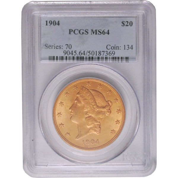 合衆国1904年 コルネットタイプ 20ドル金貨 PCGS MS64