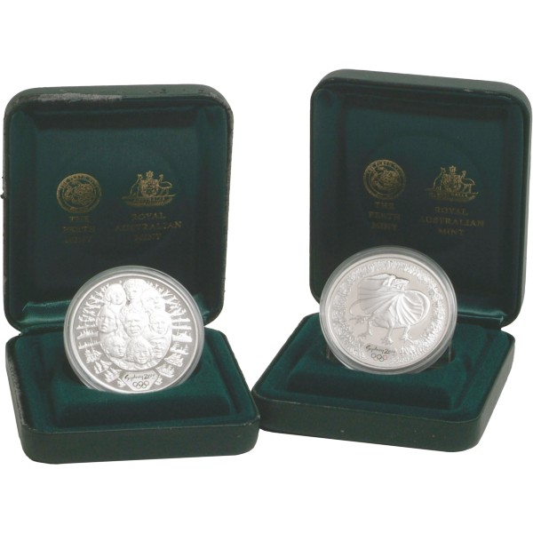 オーストラリア2000年 シドニーオリンピック開催記念 銀貨 2種 元箱付