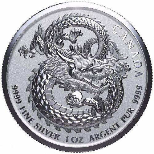 王立カナダ造幣局2020年 ラッキードラゴン ハイレリーフ1oz5ドル純銀貨