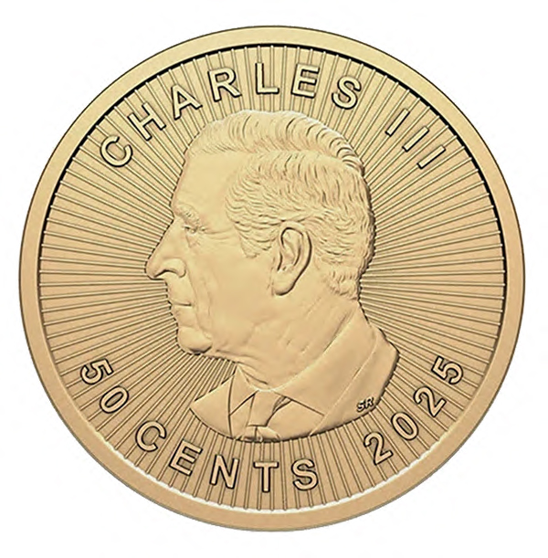 安全資産!!金現物!!カナダ2025年 メイプルリーフ1.0g50セント金貨