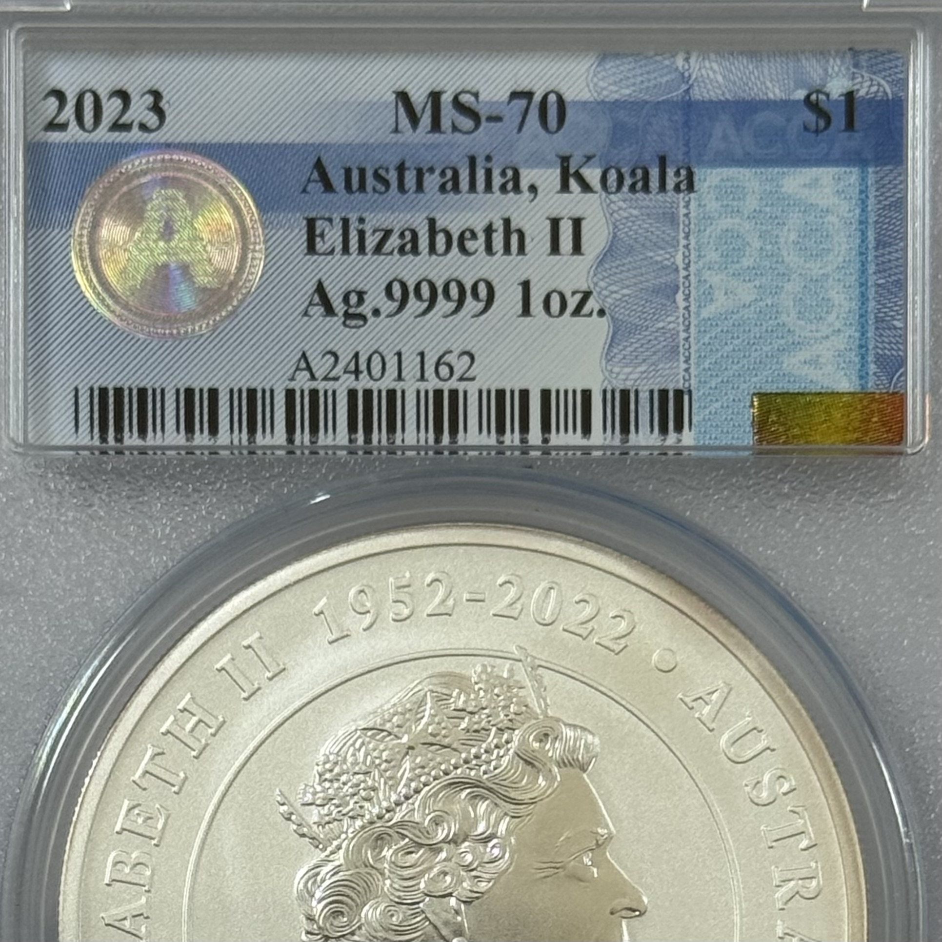 【完売】ACCA 最高鑑定MS70 オーストラリア2023年 コアラ1oz1ドル銀貨